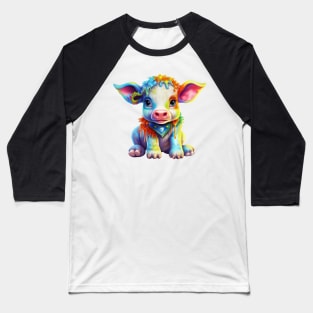 Rainbow Baby Cow Baseball T-Shirt